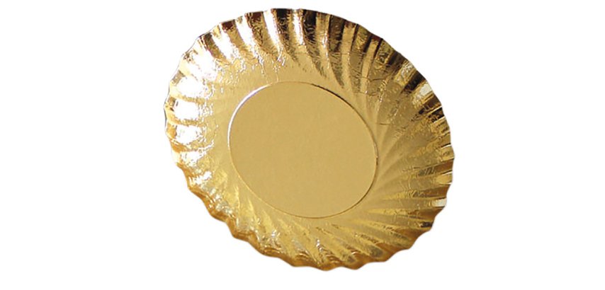 boîte de 2000 coupelles à gâteau en carton festonnées intérieur or, extérieur noir ø 90 mm