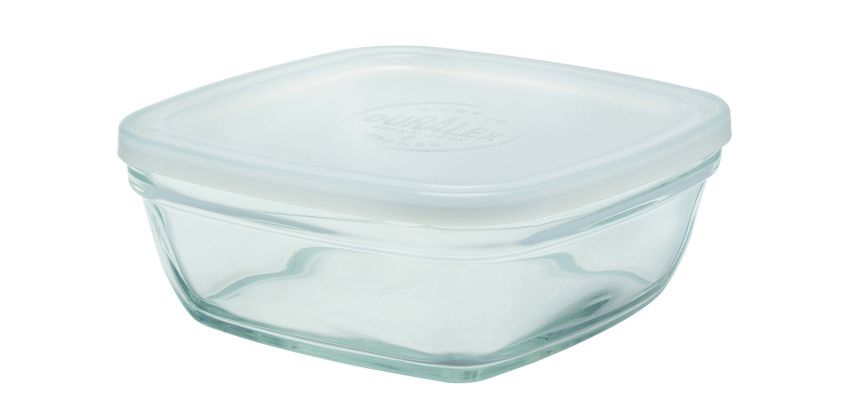 Fresh Box boîte repas carrée 14x14 cm, 61 cl à couvercle translucide