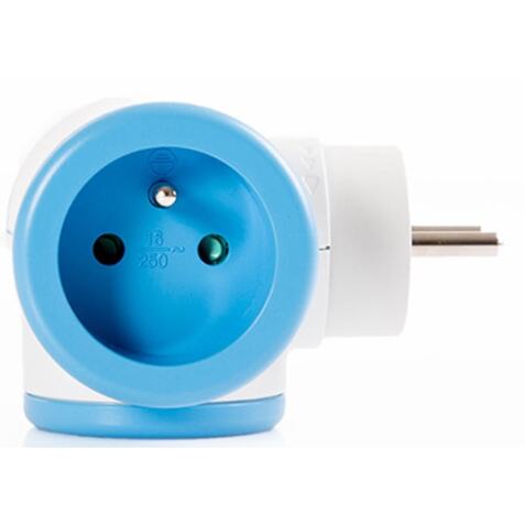 Multiprise triplite WattBall, 2 prises 16A+1 prise 6A+1 USB 2,1A Bleu