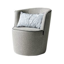 LE COMFORT Fauteuil Enif tissu gris passepoil gris foncé