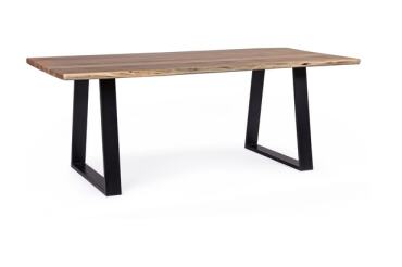 BIZZOTTO Table de salle à manger Artur plateau acacia 200 x 95 cm, pieds metal noir