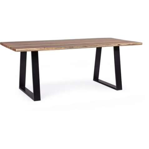 BIZZOTTO Table de salle à manger Artur plateau acacia 200 x 95 cm, pieds metal noir