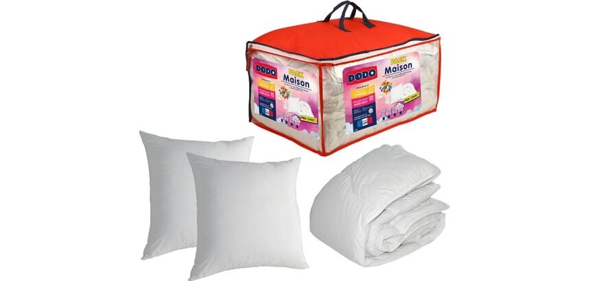 DODO Ensemble couette + 2 oreillers Pack Maison 220 x 240 cm + 2 oreillers 60 x 60