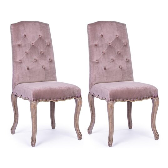 BIZZOTTO Chaise Lot de 2 chaises Diva velours rose