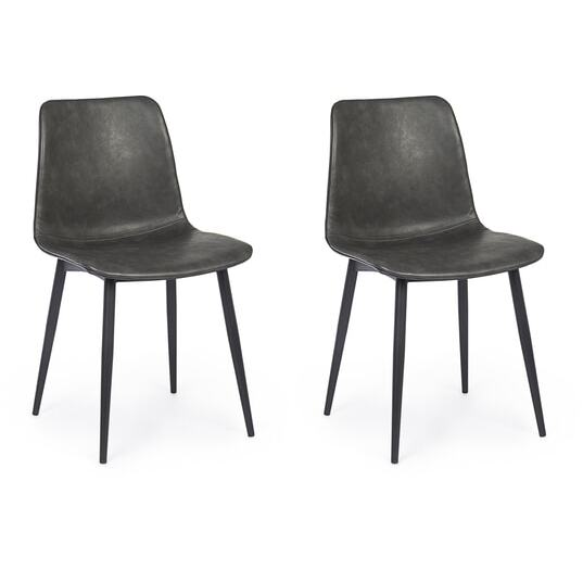 BIZZOTTO Chaise 2 Chaises Kyra Pu Anthracite Vintage