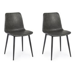 BIZZOTTO Chaise 2 Chaises Kyra Pu Anthracite Vintage