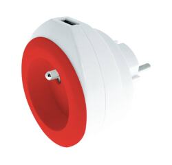 WATT&CO Chargeur secteur USB intégré - rouge - Câble 3 en 1 fourni