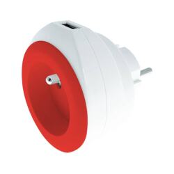 WATT&CO Chargeur secteur USB intégré - rouge - Câble 3 en 1 fourni