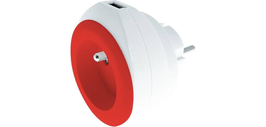 WATT&CO Chargeur secteur USB intégré - rouge - Câble 3 en 1 fourni