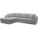 CITY Canapé tissu Monaco angle gauche tissu Adèle noir et blanc