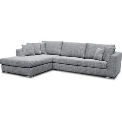 CITY Canapé tissu Monaco angle gauche tissu Adèle noir et blanc