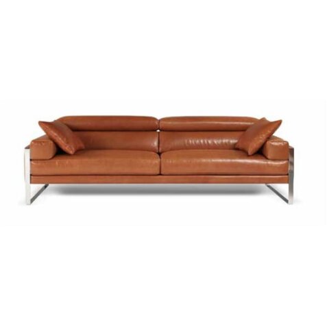 CALIA Canapé cuir Romeo 3 places 222 cm Cuir coloris cognac