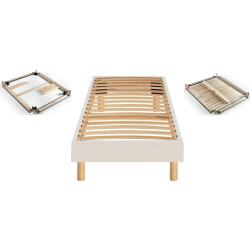 MERINOS Sommier  90 x 200 Self Kit tisse sable blanc 0920