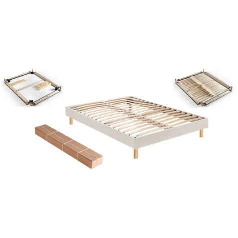 MERINOS Sommier 140 x 200 Self Kit tisse sable blanc 1420