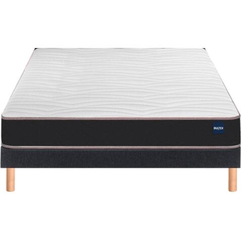 BULTEX Ensemble Matelas Sommier 140 x 190 Vitality 1.1 140x190 + sommier gris foncé +pieds