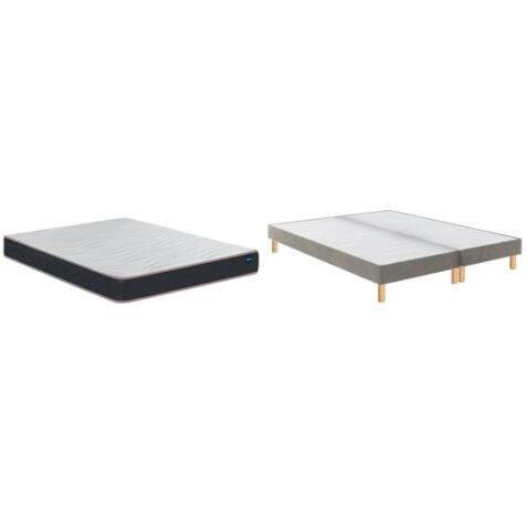 BULTEX Ensemble Matelas Sommier 160 x 200 Vitality 1.1 160x200 + 2 sommiers grege +pieds