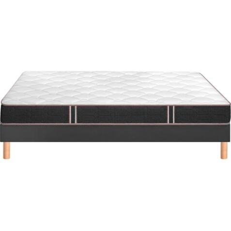 BULTEX Ensemble Matelas Sommier 140 x 190 Vitality 2.1 140x190 + sommier gris fumé +pieds