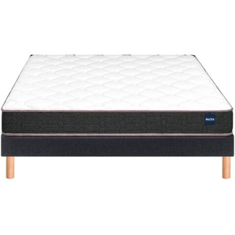 BULTEX Ensemble Matelas Sommier 140 x 190 Vitality 2.1 140x190 + sommier gris foncé +pieds