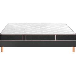 BULTEX Ensemble Matelas Sommier 160 x 200 Vitality 2.1 160x200 + sommier gris fumé +pieds