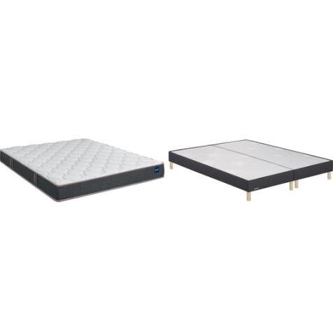 BULTEX Ensemble Matelas Sommier 160 x 200 Vitality 2.1 160x200 + 2 sommiers gris fumé pieds