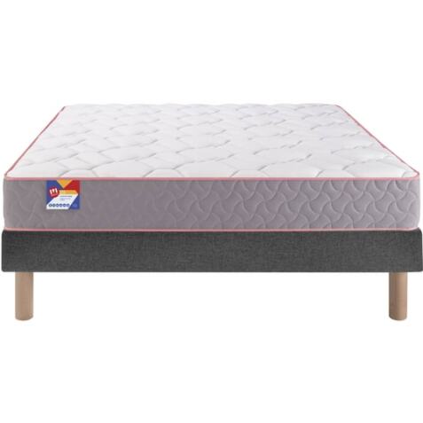 MERINOS Ensemble Matelas Sommier 140 x 190 Au lit 140x190 + sommier anthracite + pieds