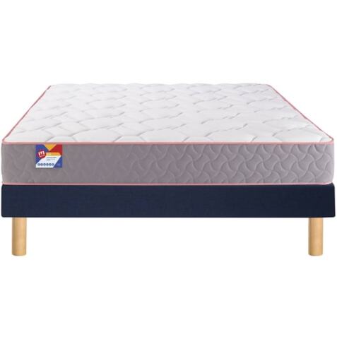 MERINOS Ensemble Matelas Sommier 140 x 190 Au lit 140x190 + sommier bleu + pieds