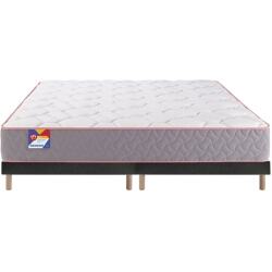 MERINOS Ensemble Matelas Sommier 160 x 200 Au lit 160x200 + 2 sommiers velours nuit pieds