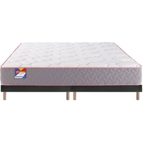 MERINOS Ensemble Matelas Sommier 160 x 200 Au lit 160x200 + 2 sommiers velours nuit pieds