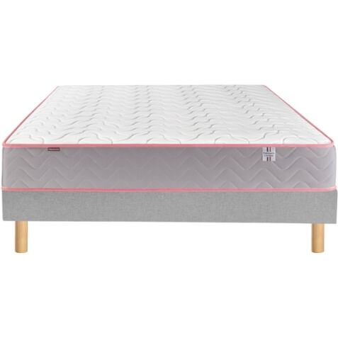 MERINOS Matelas 140 x 190 Endormi 140x190 + sommier gris clair + pieds