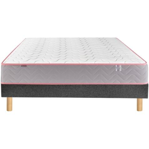 MERINOS Ensemble Matelas Sommier 160 x 200 Endormi 160x200 + sommier anthracite + pieds