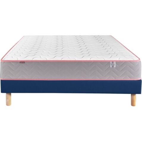 MERINOS Ensemble Matelas Sommier 160 x 200 Endormi 160x200 + sommier bleu + pieds