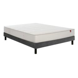 EPEDA Ensemble Matelas Sommier 140 x 190 Pavillon 140x190 + sommier gris + pieds