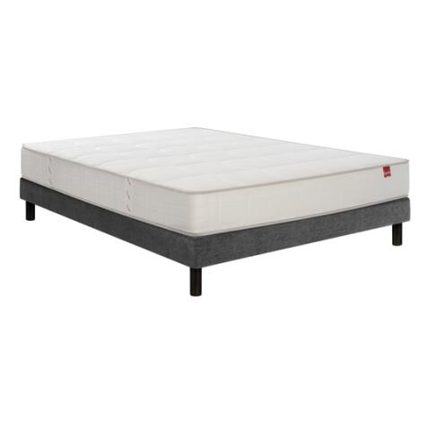EPEDA Ensemble Matelas Sommier 140 x 190 Pavillon 140x190 + sommier gris + pieds
