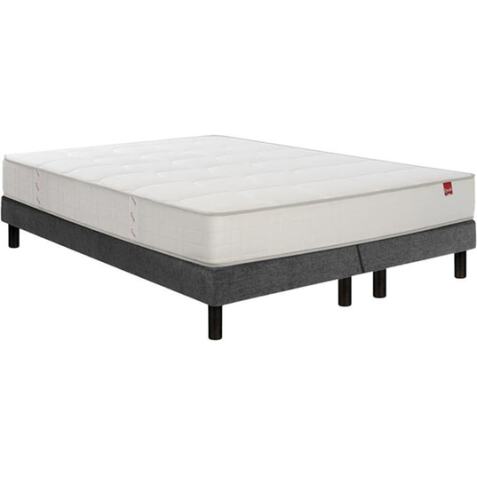 EPEDA Ensemble Matelas Sommier 160 x 200 Pavillon 160x200 + 2 sommiers gris pieds