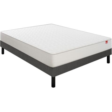 EPEDA Ensemble Matelas Sommier 140 x 190 Voyage 140x190 + sommier gris fumé + pieds