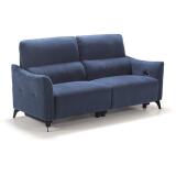 CHITRA Canapé tissu Bergamo 3 places 2 relax electriques Bleu
