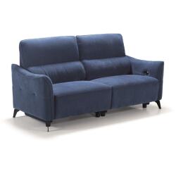 CHITRA Canapé tissu Bergamo 3 places 2 relax electriques Bleu