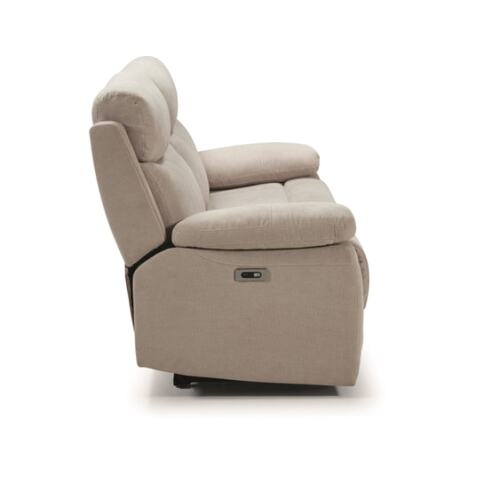 CHITRA Canapé tissu Mallorca 3 places 2 relax éléctrique crème