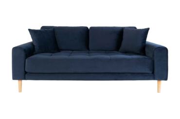HOUSE NORDIC Canapé tissu Lido 2,5 places velours bleu (180x93x76)