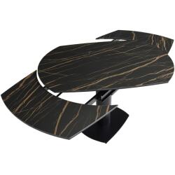 PRO LIVING Table de salle à manger Orla en céramique noir 120 (+60) x 89,6 x 76 cm