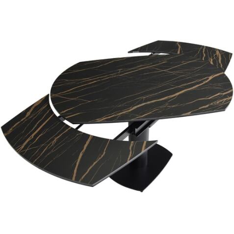 PRO LIVING Table de salle à manger Orla en céramique noir 120 (+60) x 89,6 x 76 cm