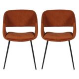 PRO LIVING Chaise Lot de 2 C. Ada cognac velours cotelé