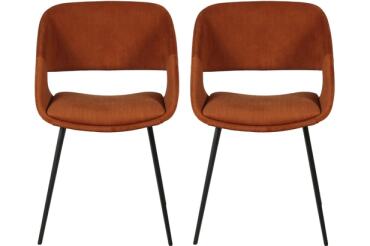 PRO LIVING Chaise Lot de 2 C. Ada cognac velours cotelé