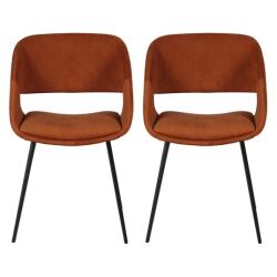 PRO LIVING Chaise Lot de 2 C. Ada cognac velours cotelé