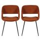 PRO LIVING Chaise Lot de 2 C. Ada cognac velours cotelé