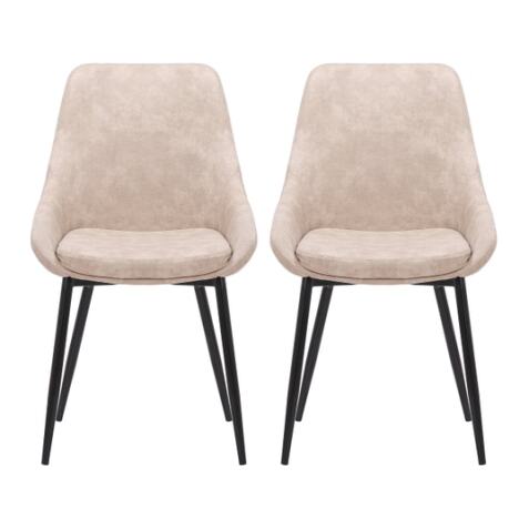 PRO LIVING Chaise Lot de 2 C. Bari beige effet daim