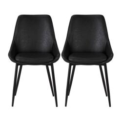 PRO LIVING Chaise Lot de 2 C. Bari noir PU
