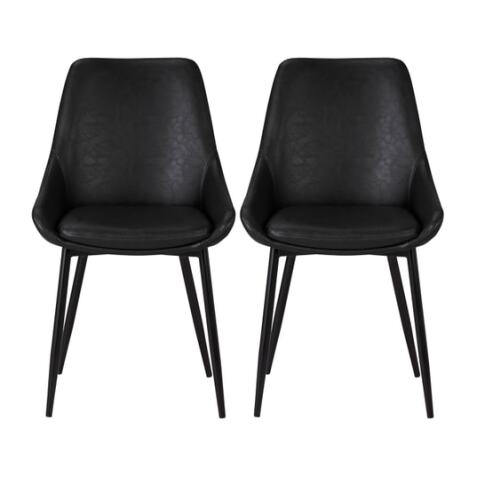 PRO LIVING Chaise Lot de 2 C. Bari noir PU