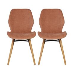 PRO LIVING Chaise Lot de 2 C. Keri marron nèfle tissu