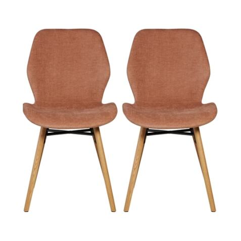 PRO LIVING Chaise Lot de 2 C. Keri marron nèfle tissu